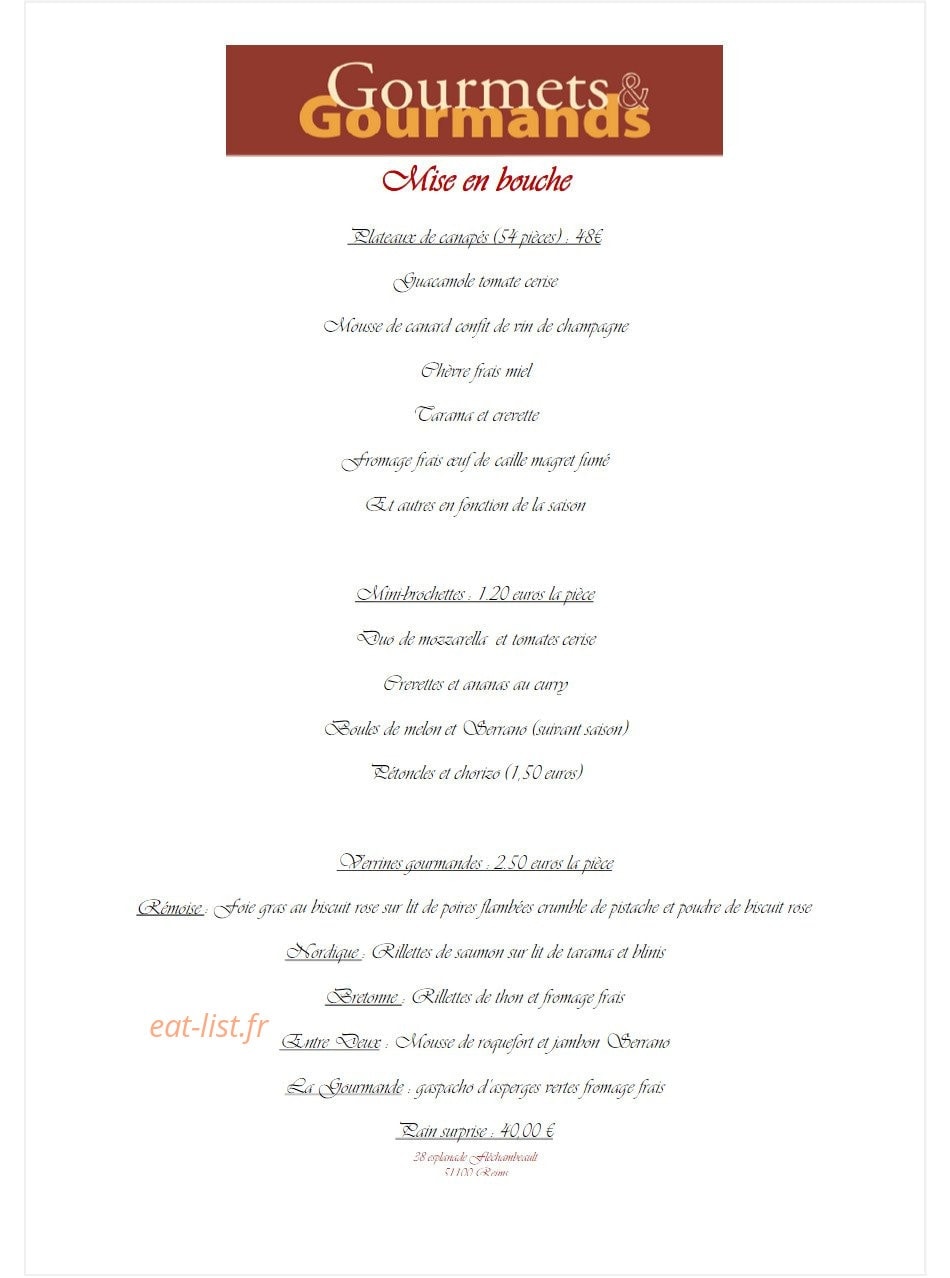 Gourmets et Gourmands — carte page 2