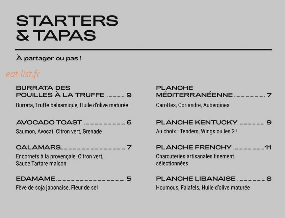 Harry’s — carte page 1