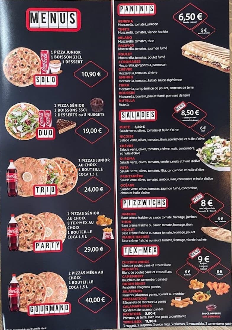 Hotimes Pizza — carte page 1