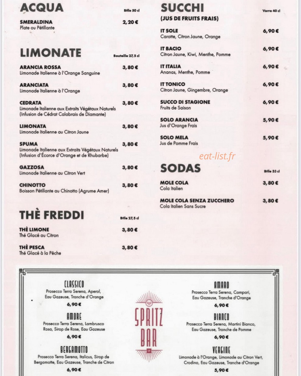 Italian Trattoria — carte page 3