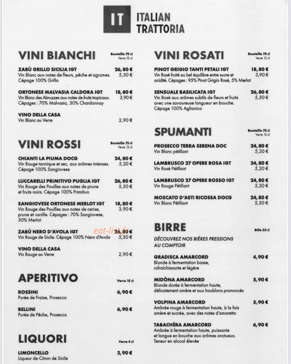 Italian Trattoria — carte page 4