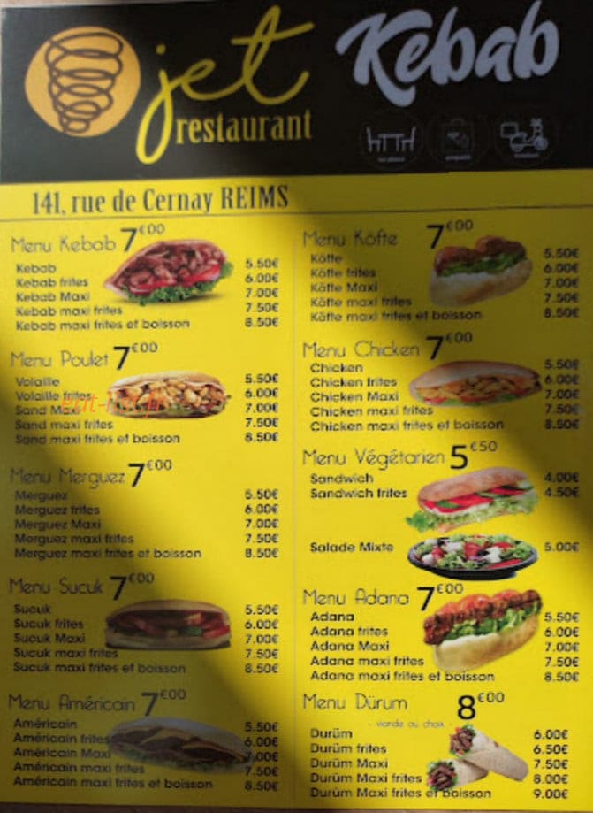 Jet Kebab — carte page 1