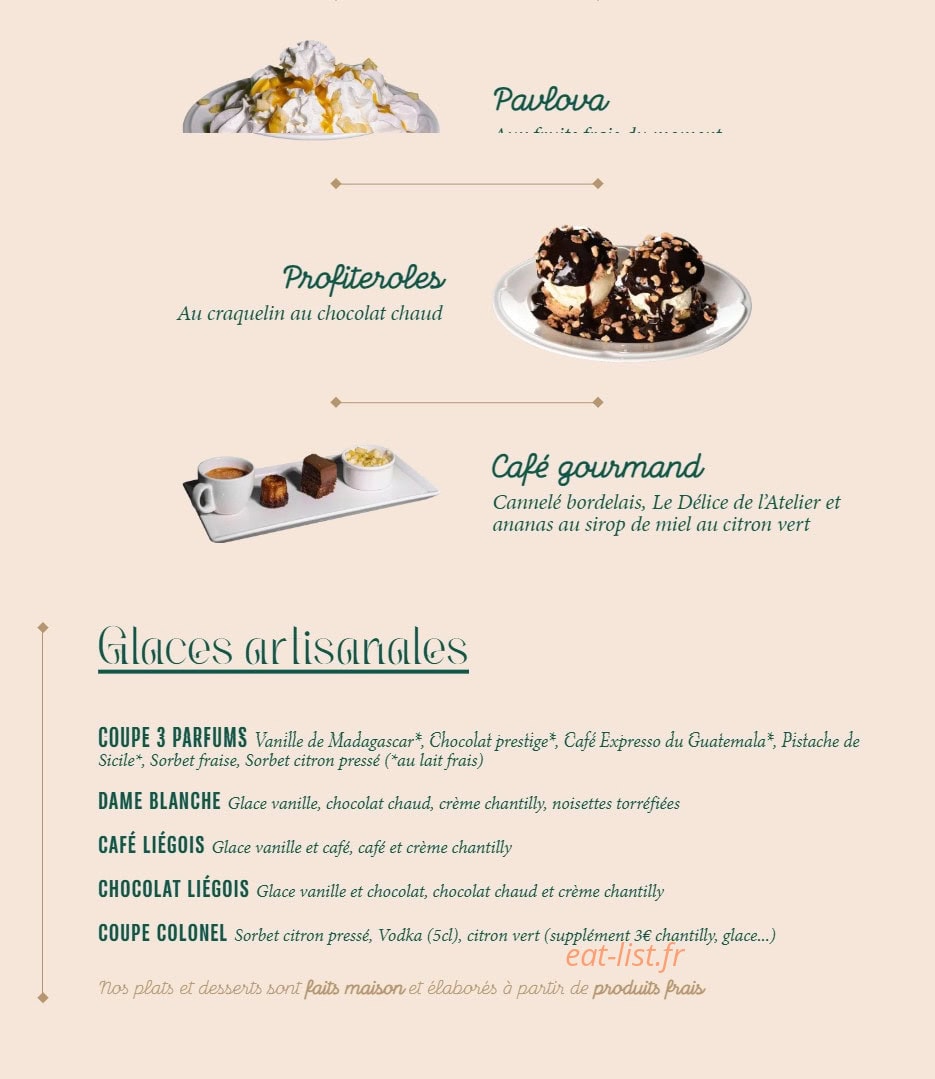 L'Atelier Entrecôte et Volaille — carte page 3