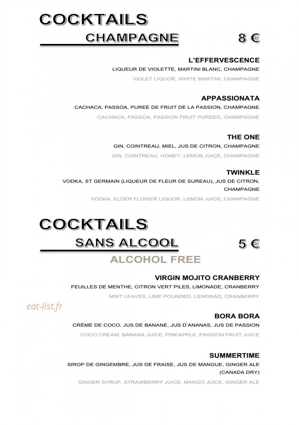 L'Effervescence — carte page 4