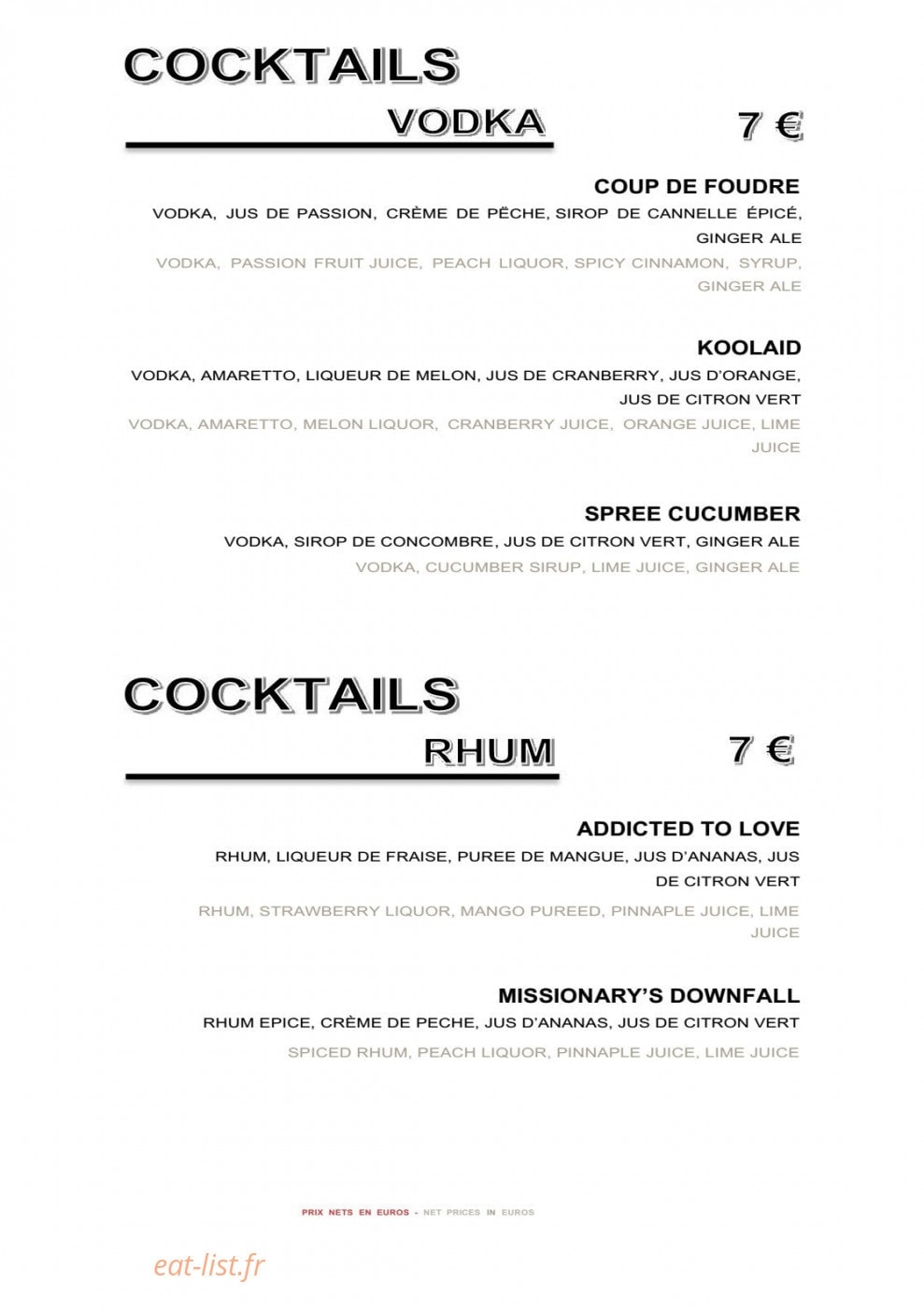 L'Effervescence — carte page 2