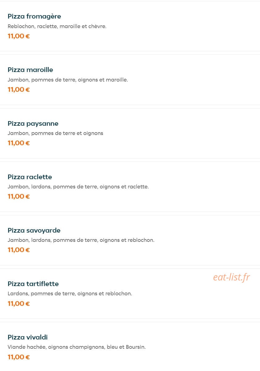 L'originale pizza — carte page 4