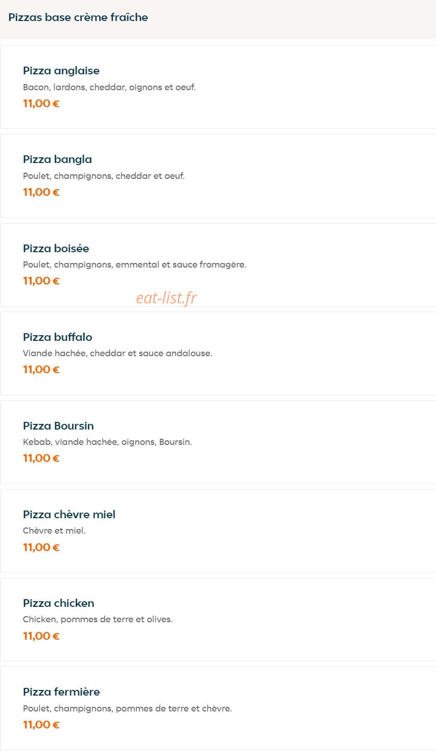 L'originale pizza — carte page 3