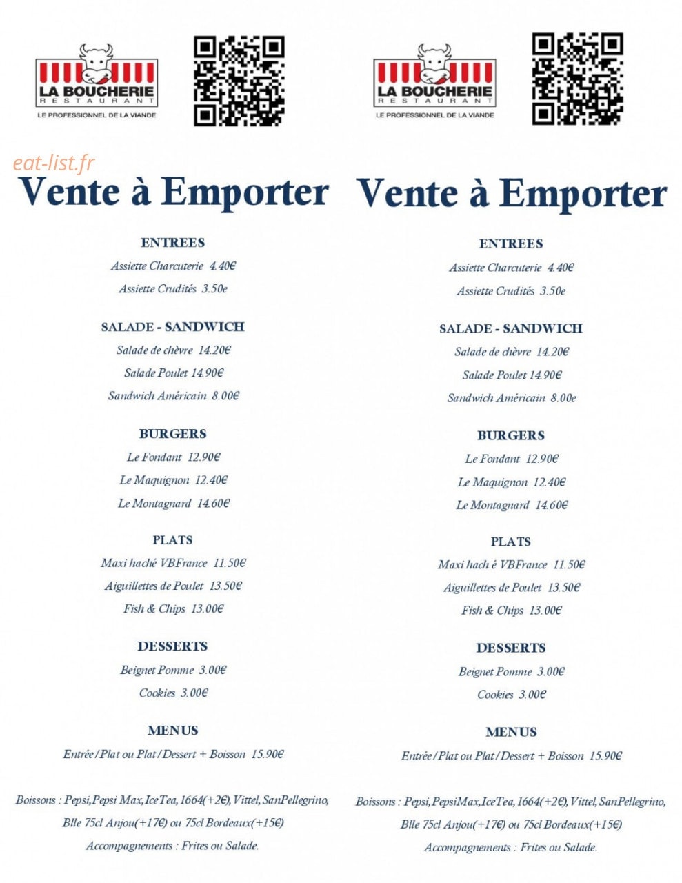 La Boucherie Restaurant — carte page 2