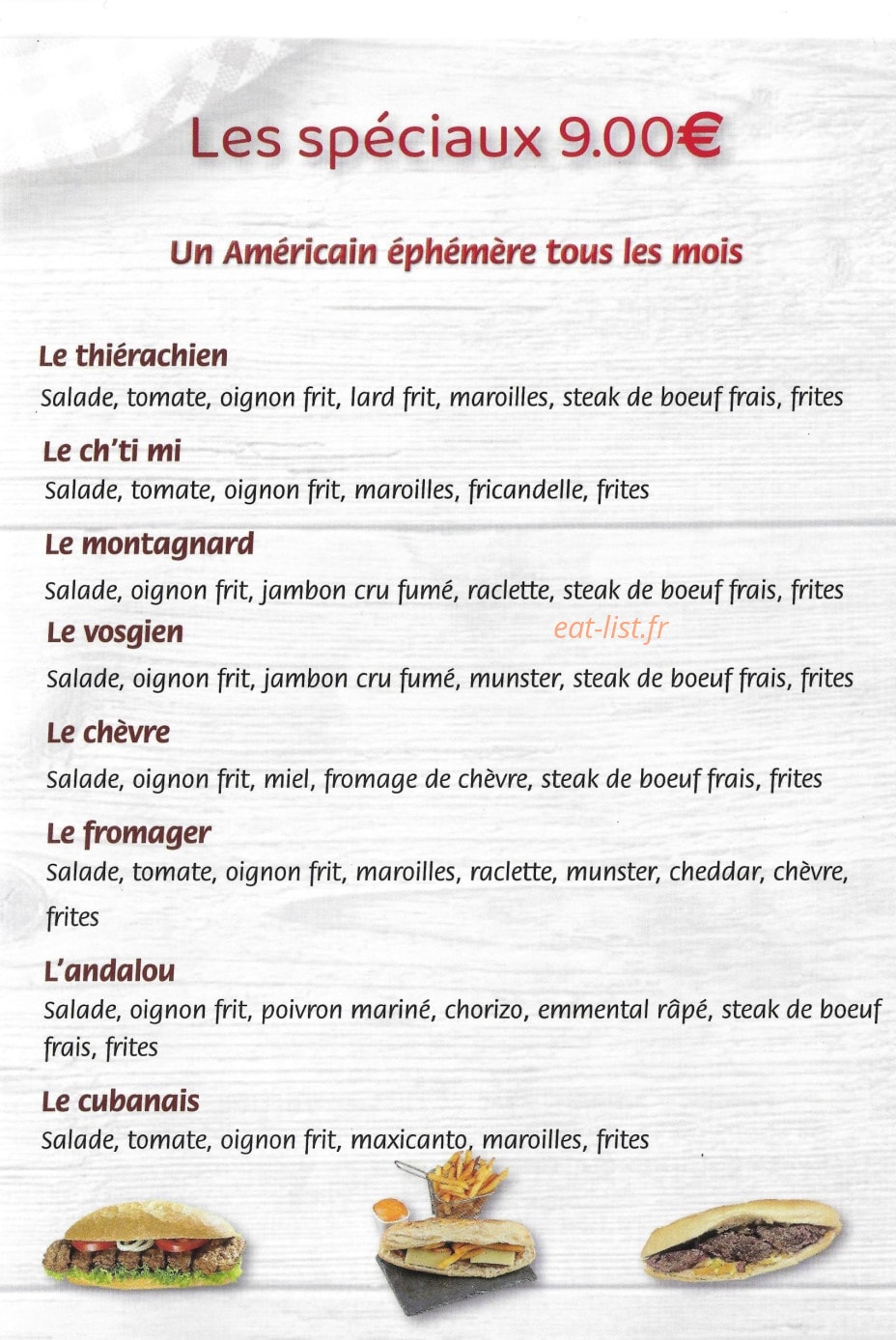 La ch'tite frite en folie — carte page 2