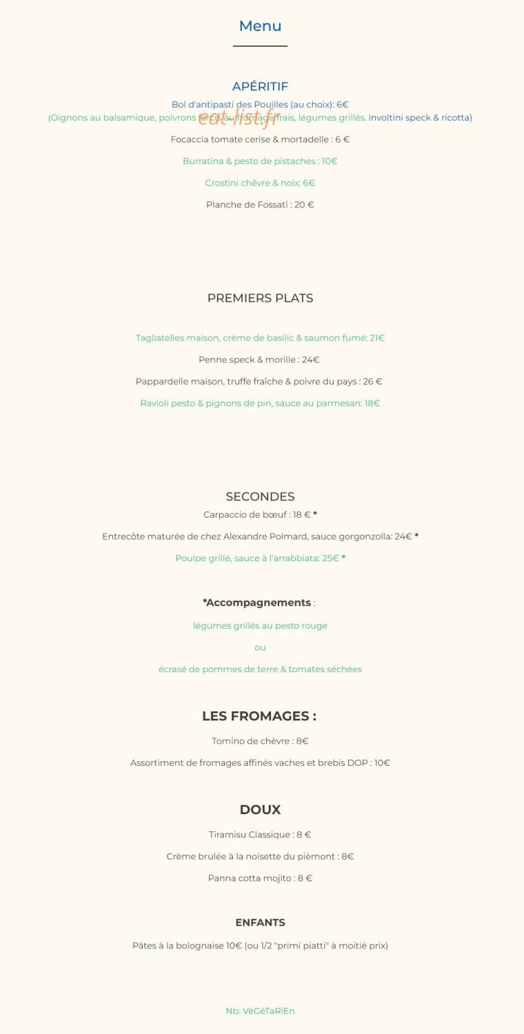 La Cucina di Fossati — carte page 1