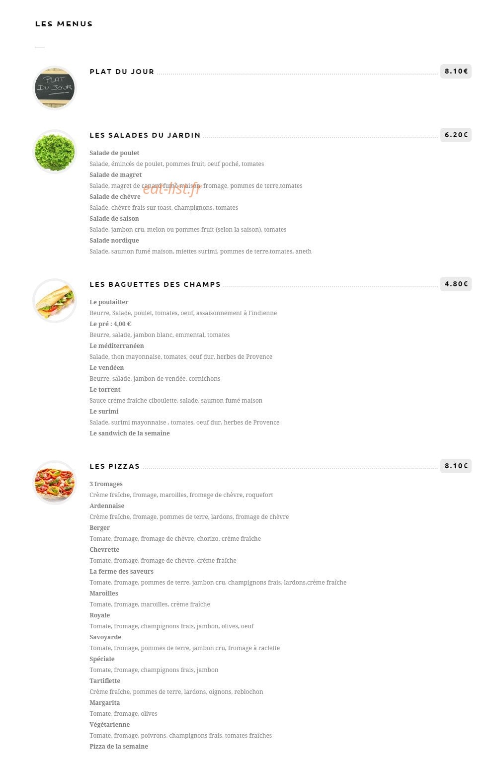 La Ferme des Saveurs — carte page 1