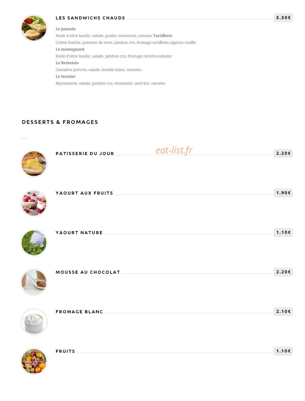 La Ferme des Saveurs — carte page 2