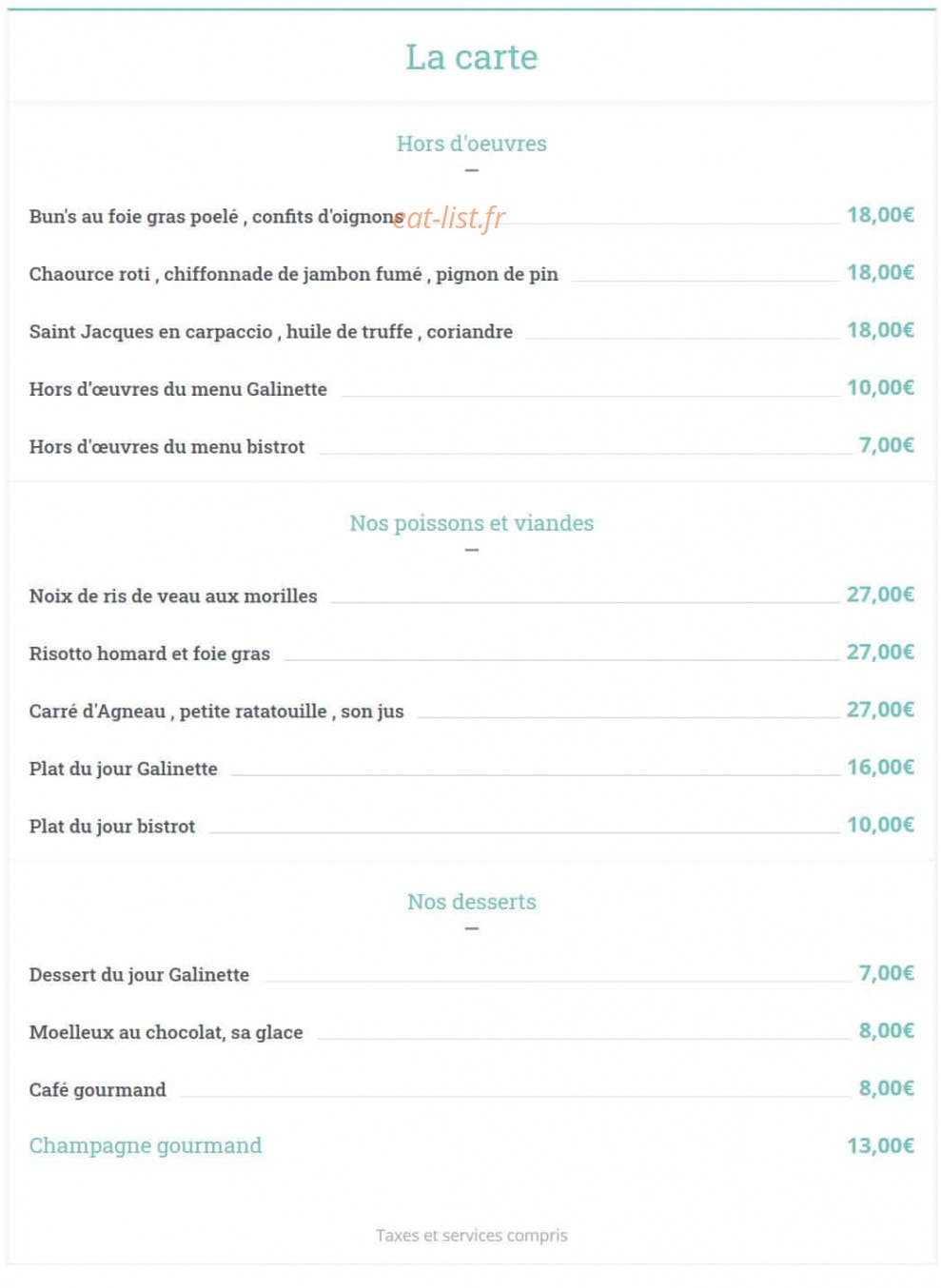 La à Reims menu et photos