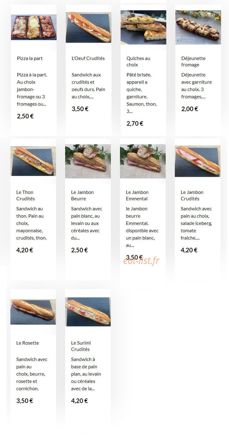 La Minute Gourmande — carte page 2