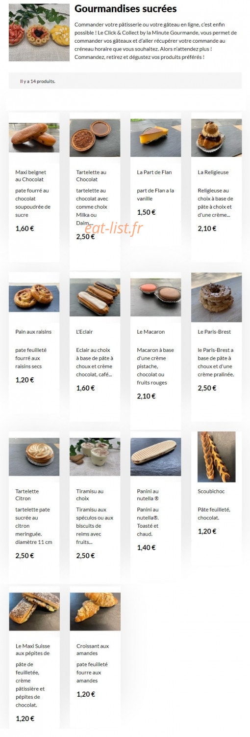 La Minute Gourmande — carte page 3