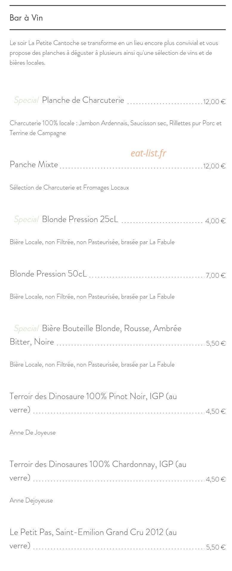 La Petite Cantoche — carte page 2