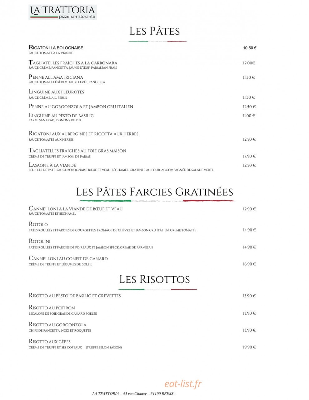 La Trattoria — carte page 7
