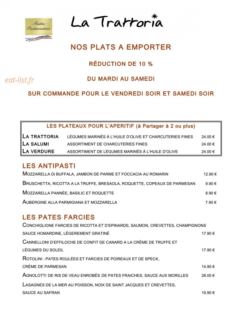 La Trattoria — carte page 4
