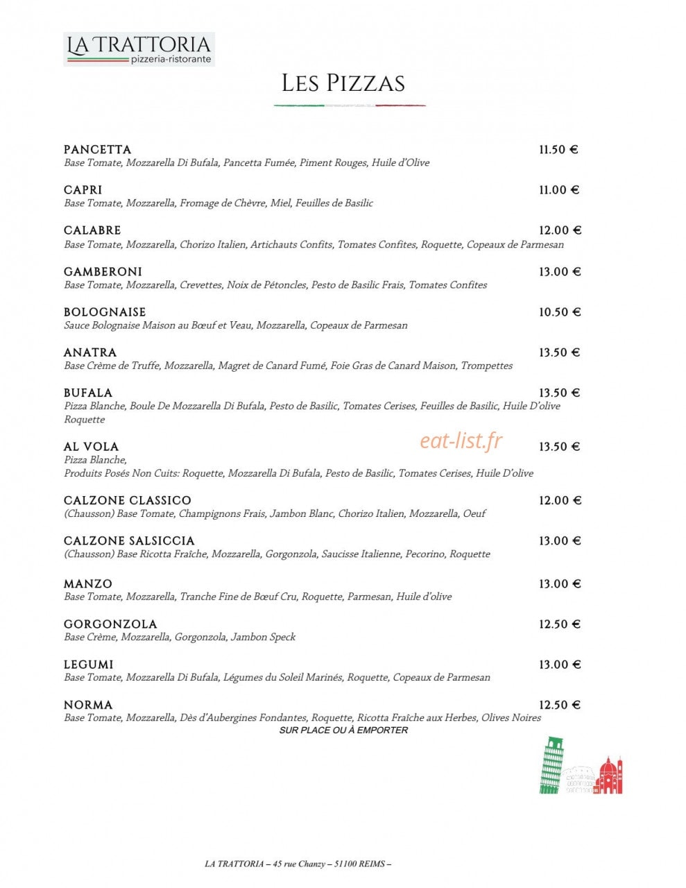 La Trattoria — carte page 3