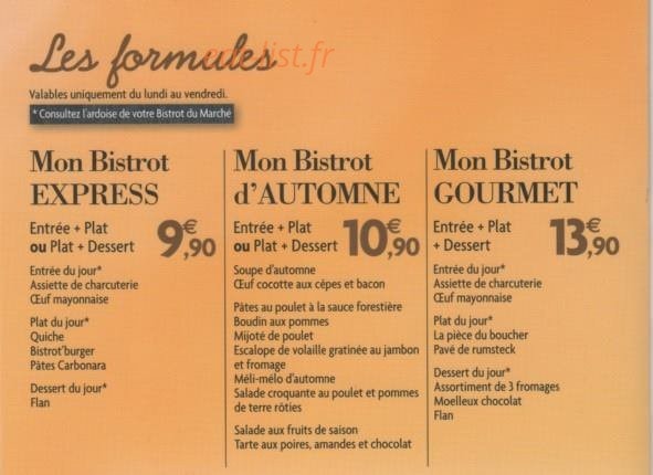 Le bistrot du marché — carte page 1