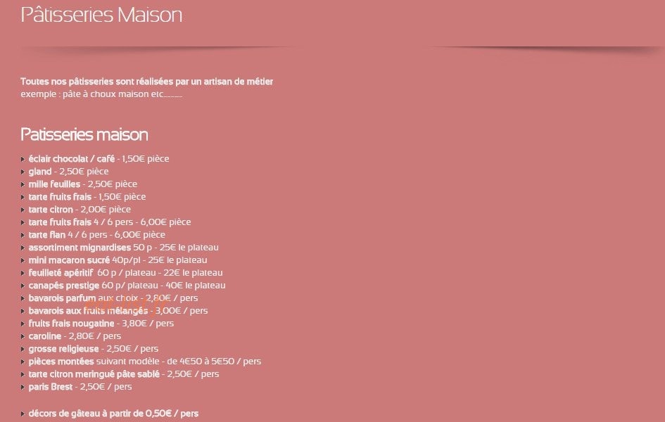 Le comptoir des viandes — carte page 3