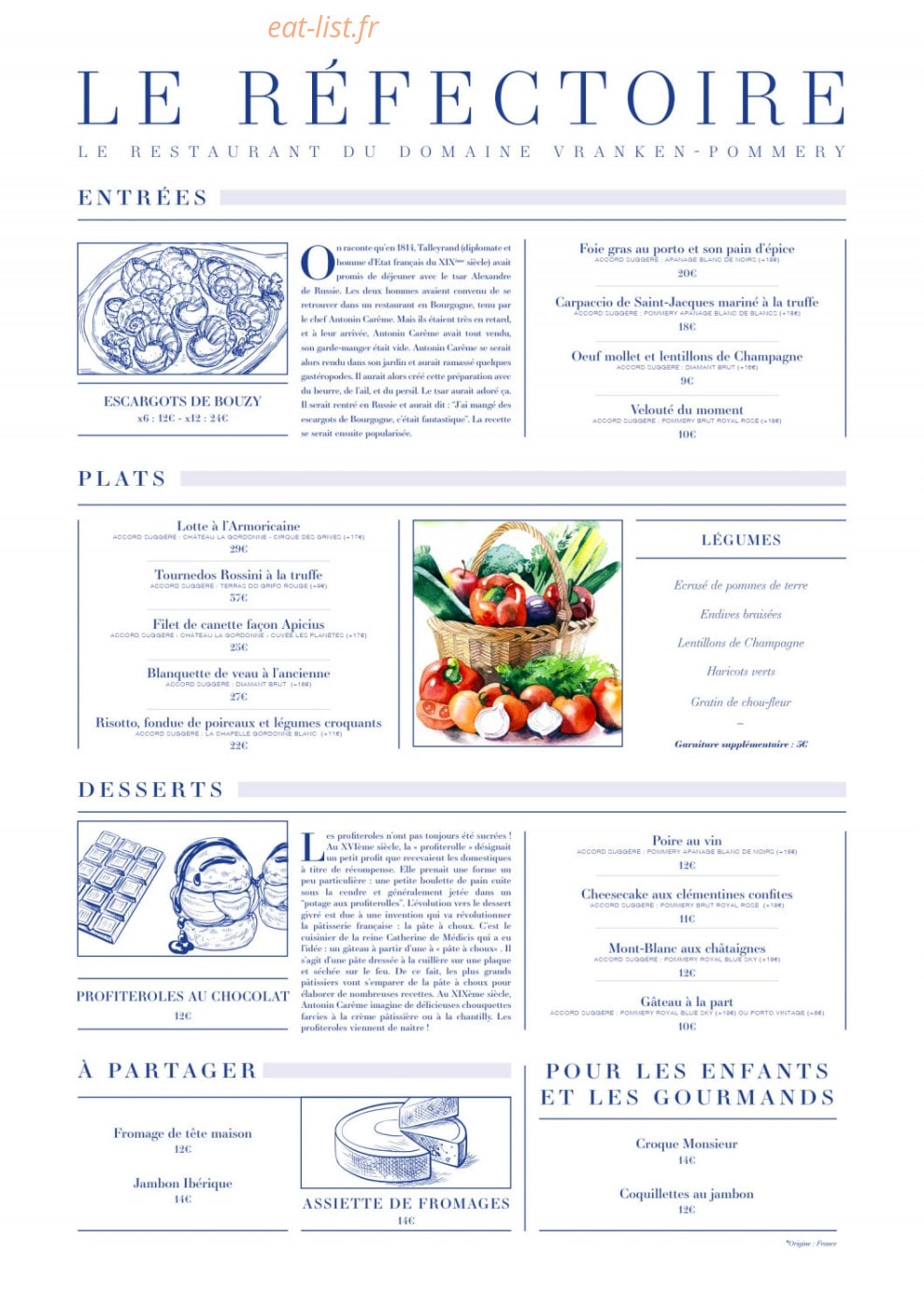 Le Réfectoire Vranken — carte page 1
