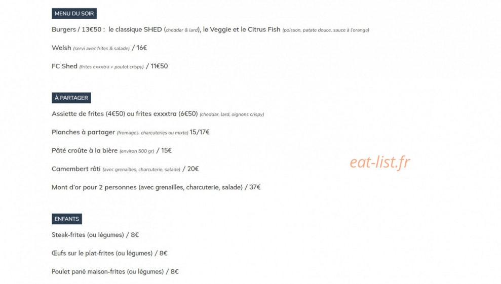Le Shed — carte page 2