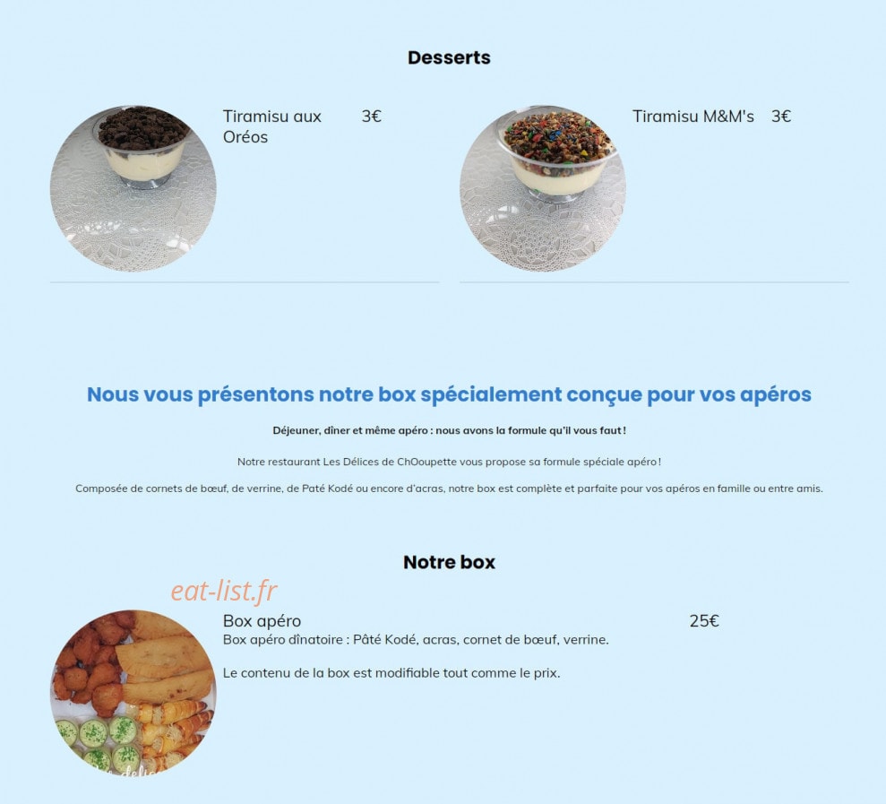 Les Délices de ChOoupette — carte page 4