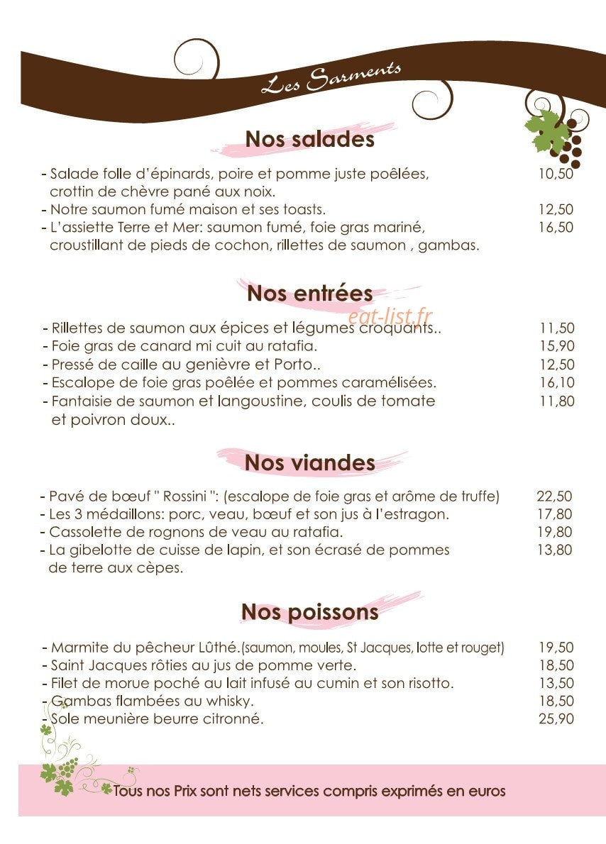 Les Sarments — carte page 2