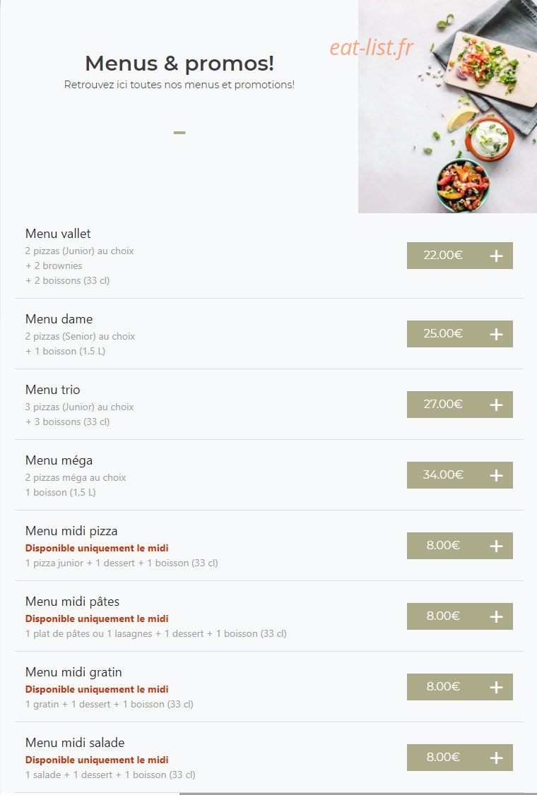 Maestro Pizza — carte page 1