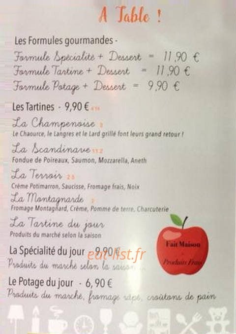 Maison & Tartine — carte page 1