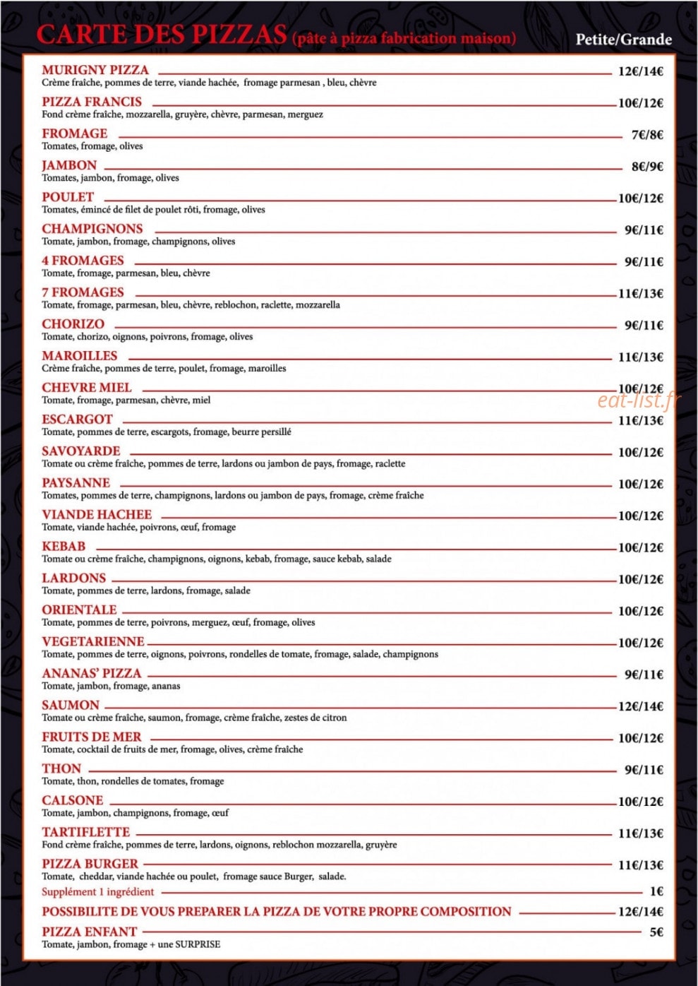 Murigny pizza — carte page 2