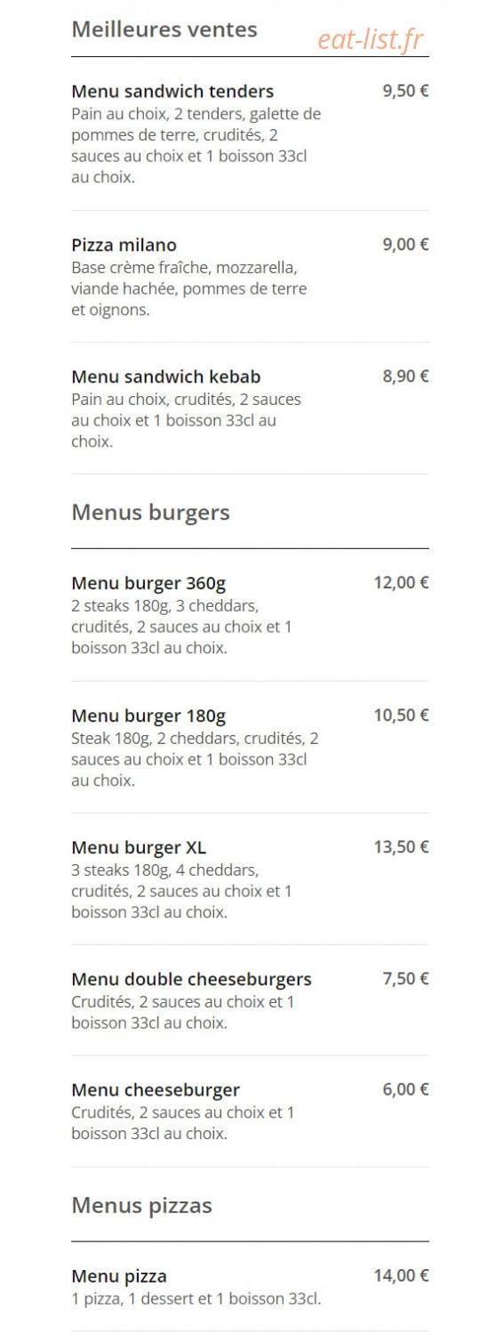 Naanfood — carte page 1
