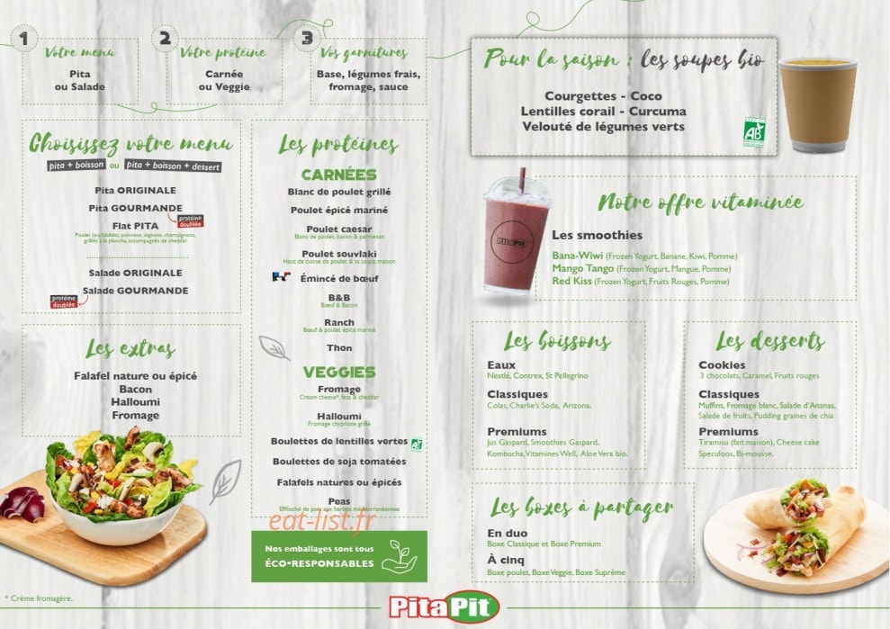 Pita Pit — carte page 1