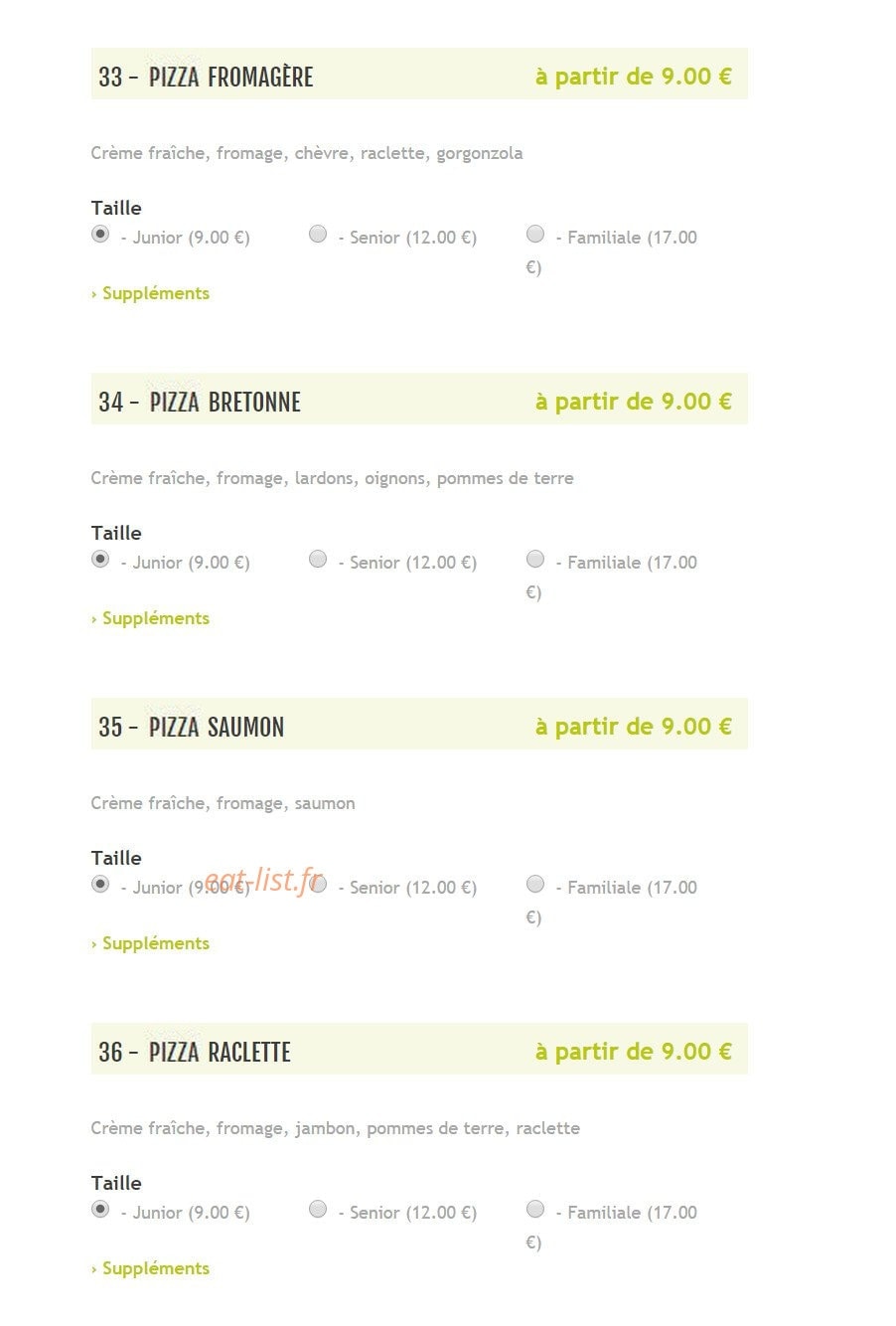 Pizzeria Del Mondo — carte page 9