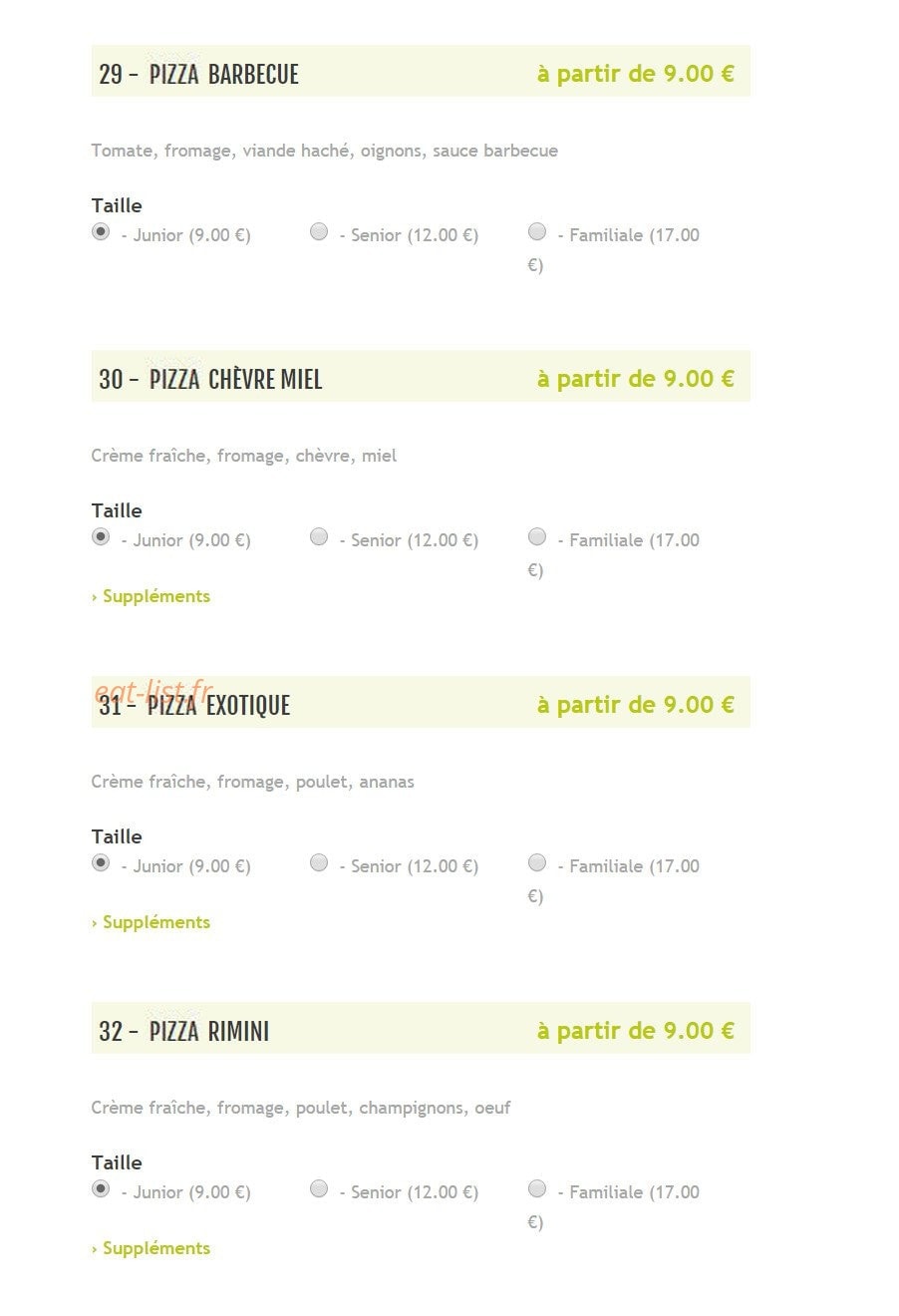 Pizzeria Del Mondo — carte page 8
