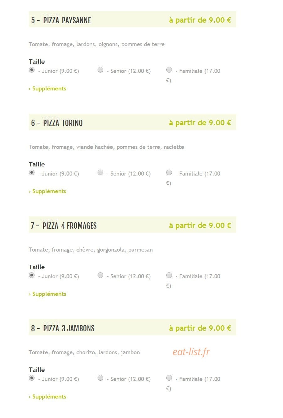 Pizzeria Del Mondo — carte page 2