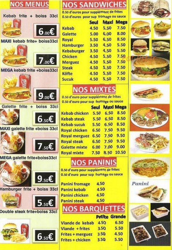Reims Pizza Kebab — carte page 1