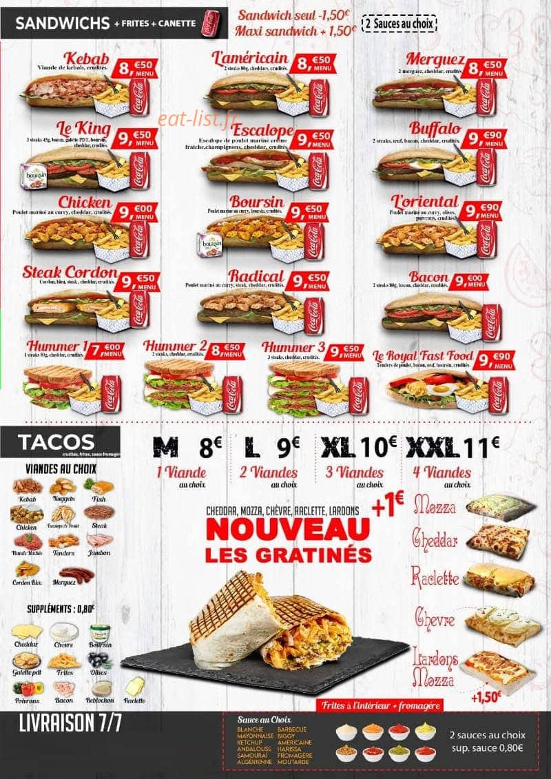 Royal Fast Food — carte page 2
