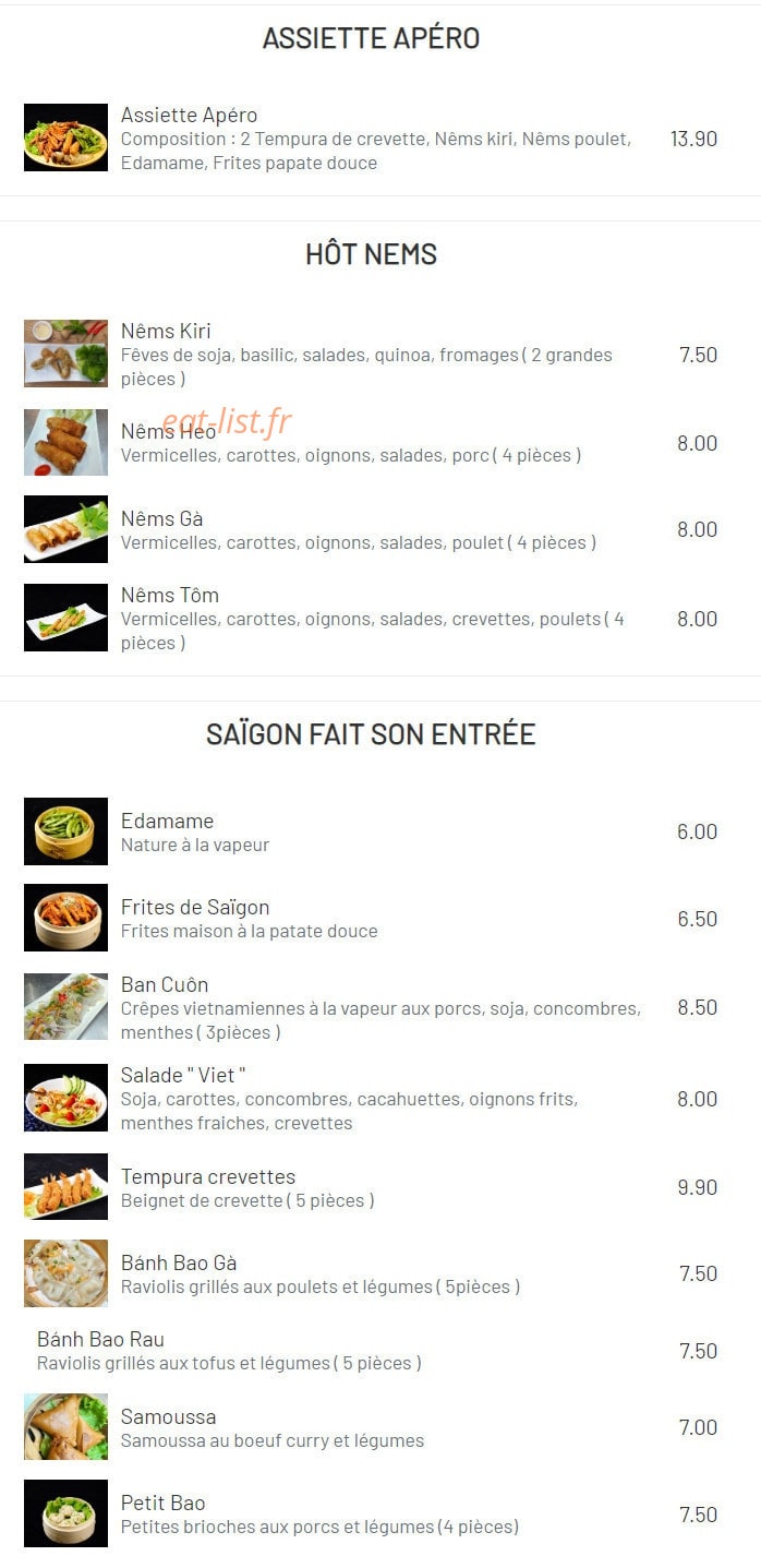 Saïgon Cà phê — carte page 1