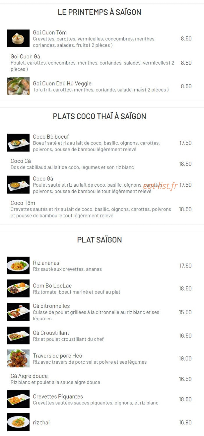 Saïgon Cà phê — carte page 2