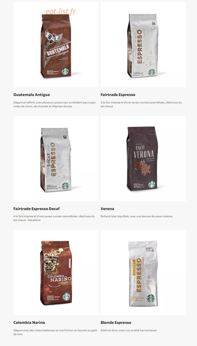 Starbucks Coffee — carte page 26
