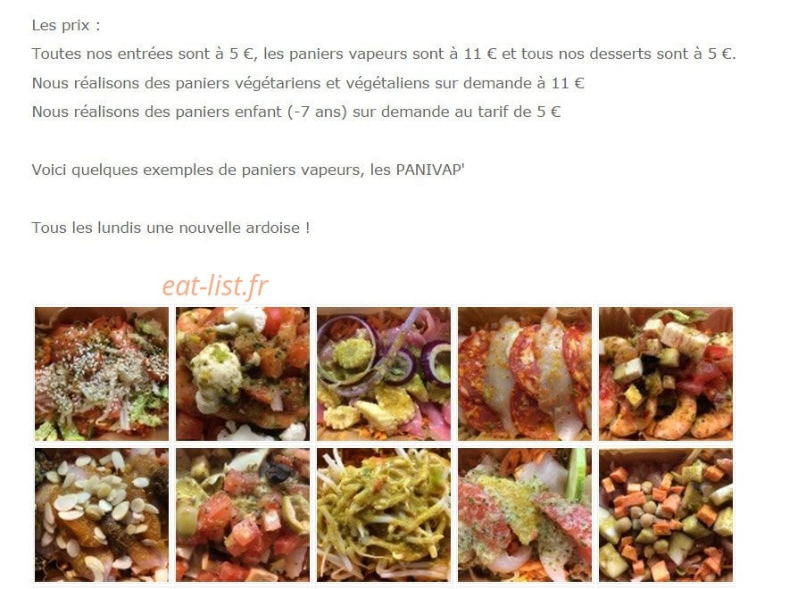 Vapeurs et Gourmandises — carte page 1