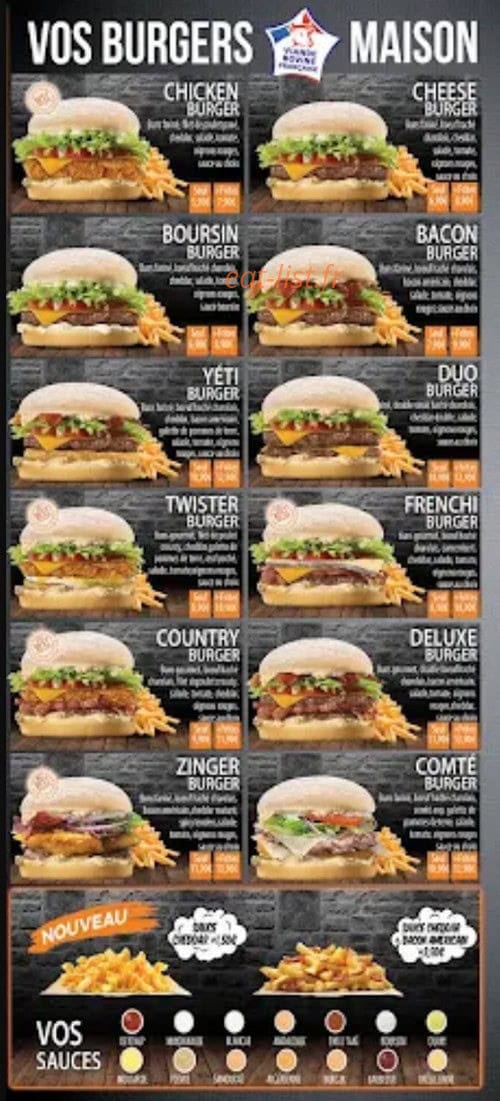 Carte et menu de Duo Pizza à Sezanne — Les burgers