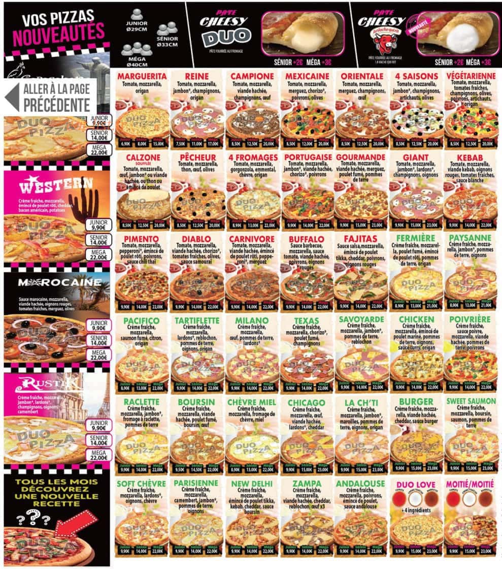 Duo Pizza — carte page 2