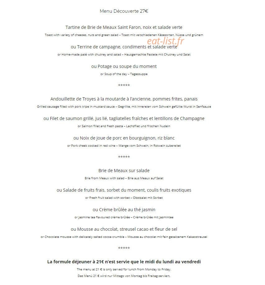 Le Relais Champenois — carte page 5