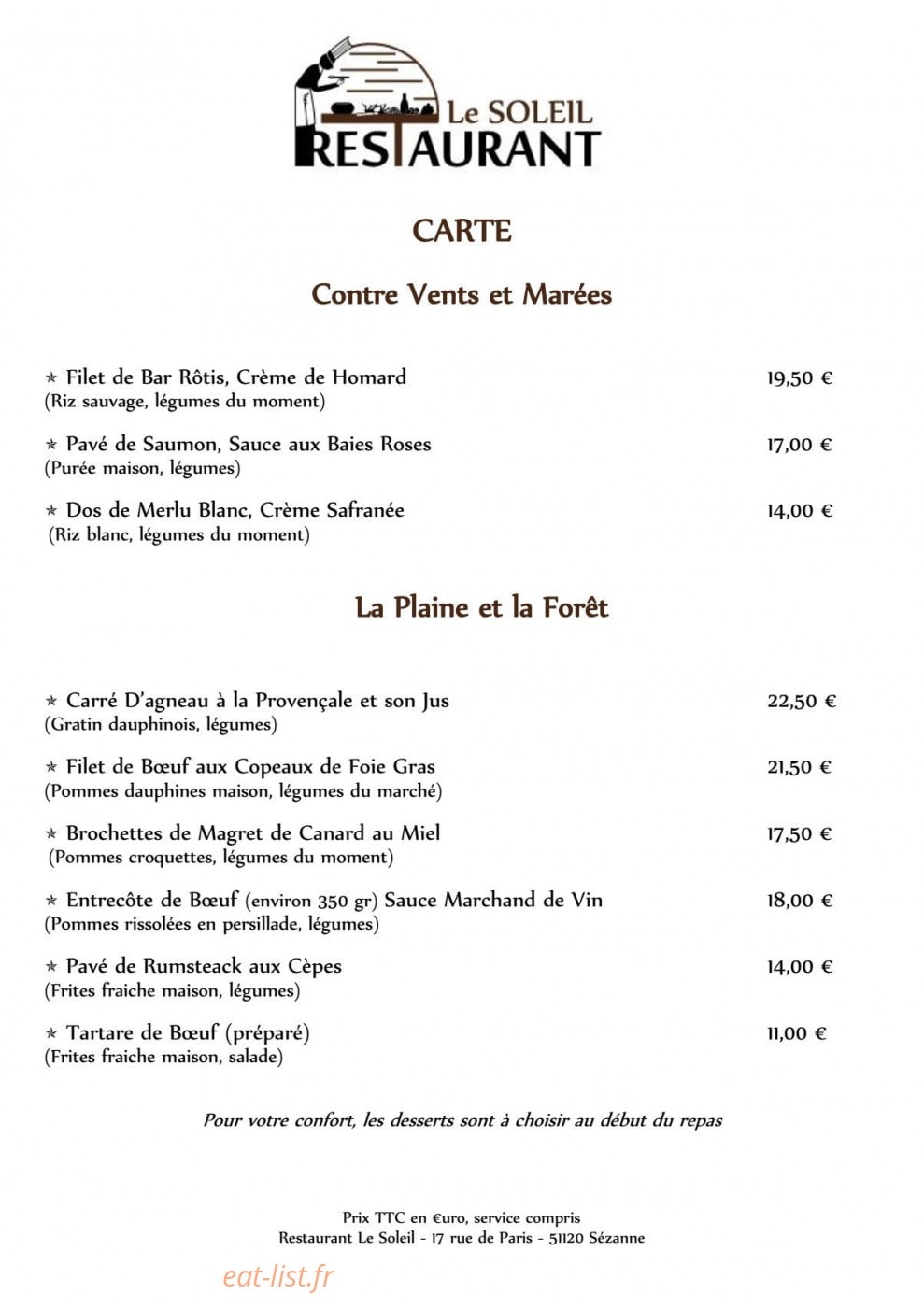 Resto Le Soleil — carte page 6