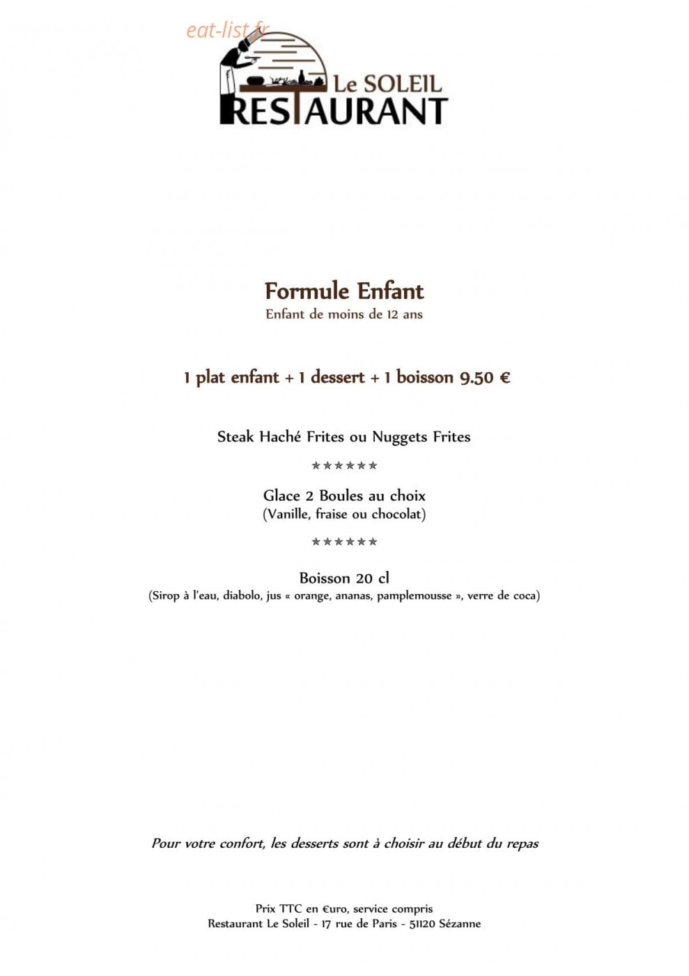 Resto Le Soleil — carte page 8