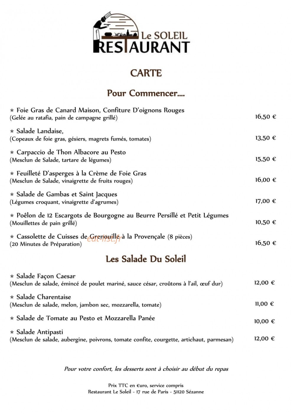 Resto Le Soleil — carte page 5