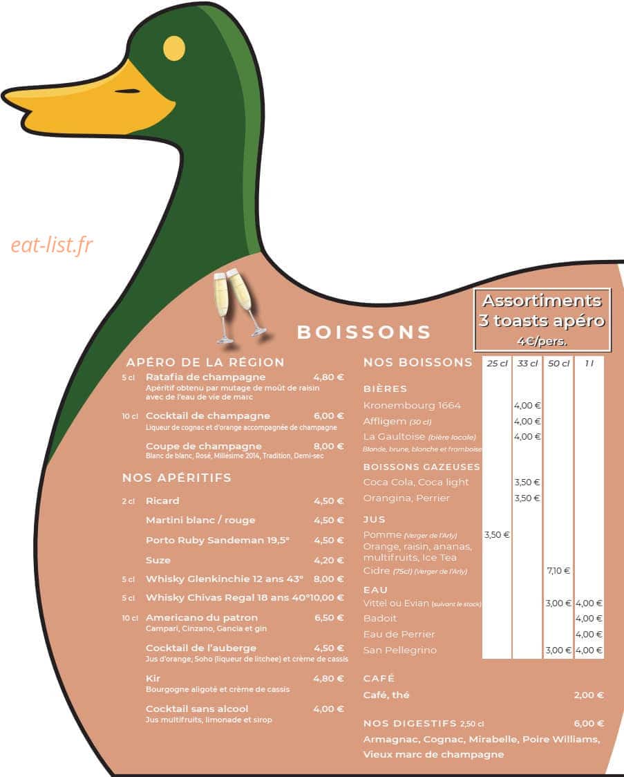 Auberge de Saint Fergeux — carte page 3